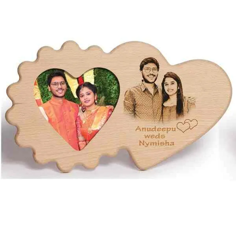 Flower Heart Wood Engraving