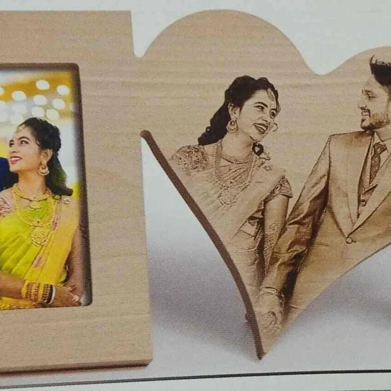 Frame & 2 Heart Wood Engraving